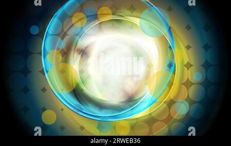 Colorful glowing abstract circular shapes tech background. Vector design Stock Vector