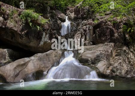 Small waterfalls Little Crystal Creek, Paluma Range National Park, Queensland, Australia Stock Photo