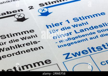 Close-up of a ballot paper for the Bundestag election in Germany Stock Photo
