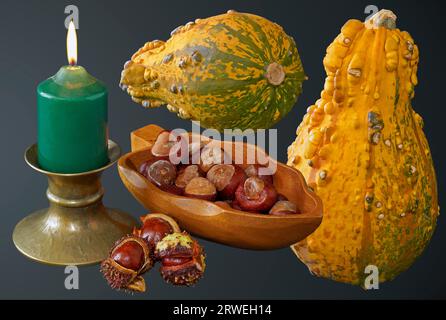 Digital painting of a burning candle in colour background. The