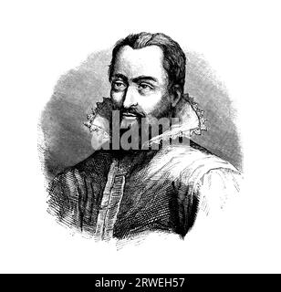 johannes Kepler, Famous Astronomer - vintage engraved illustration portrait Stock Photo