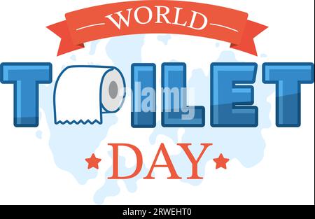 World Toilet Day Vector Illustration on 19 November with Earth and Equipment for Bathroom Hygiene Awareness in Flat Cartoon Background Design Stock Vector