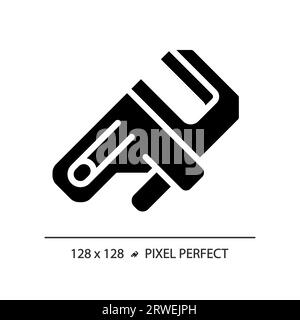 2D black glyph style adjustable wrench icon Stock Vector