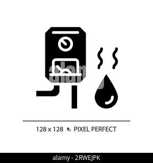 2D black glyph style water heater icon Stock Vector