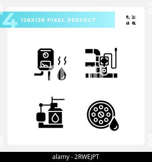 2D glyph style plumbing icons collection Stock Vector