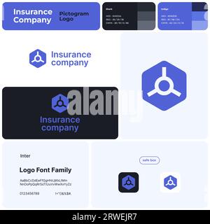2D insurance company brand template with safe box logo Stock Vector