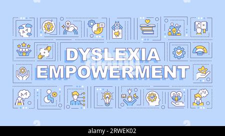 2D dyslexia text with multicolor line icons Stock Vector