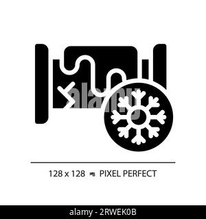 2D black glyph style cold water pipesolid icon Stock Vector