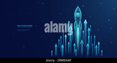 Digital growth arrows up and abstract rocket launch Stock Vector