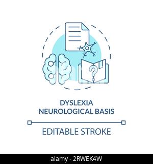 2D blue icon dyslexia neurological basis concept Stock Vector