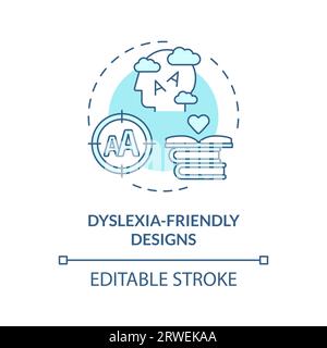 2D blue line icon dyslexia friendly designs concept Stock Vector