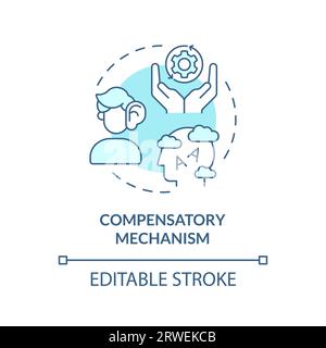 2D blue line icon compensatory mechanism concept Stock Vector