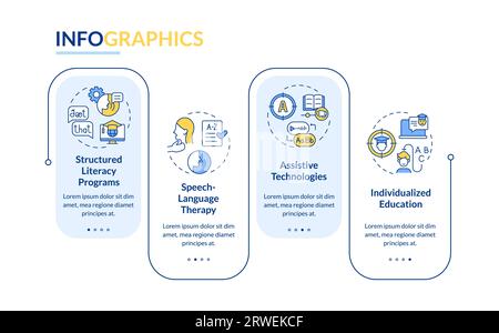 Colorful dyslexia layout with thin line icons Stock Vector