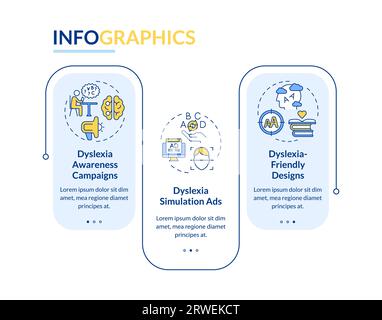 Colorful dyslexia layout with linear icons Stock Vector