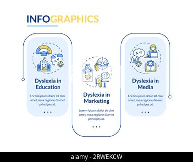 Multicolor dyslexia layout with line icons Stock Vector