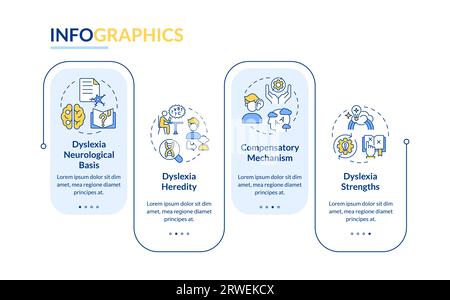 Multicolor dyslexia layout with linear icons Stock Vector