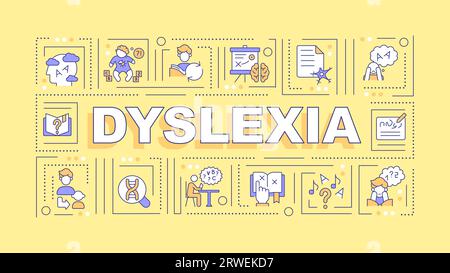 Dyslexia text with colorful thin line icons Stock Vector