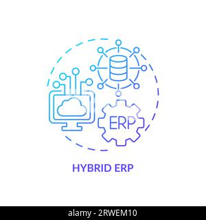 2D gradient hybrid ERP line icon concept Stock Vector