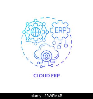 2D gradient cloud ERP line icon concept Stock Vector