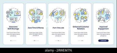 Walkthrough unretirement with line icons concept Stock Vector