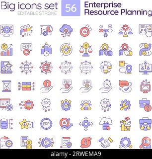 Multicolor big icon set of enterprise resource planning Stock Vector