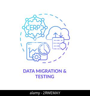2D data migration and testing line icon concept Stock Vector