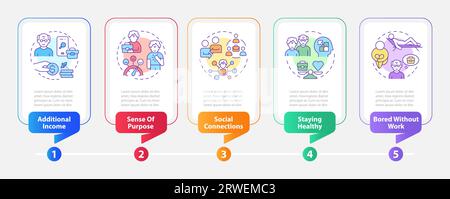 Colorful unretirement layout with linear icons Stock Vector