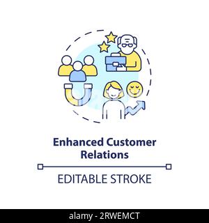2D enhanced customer relations line icon concept Stock Vector