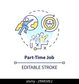 2D customizable part-time job line icon concept Stock Vector