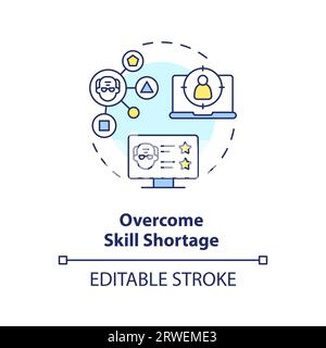 2D customizable overcome skill shortage line icon concept Stock Vector