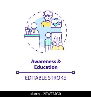 2D awareness and education line icon concept Stock Vector