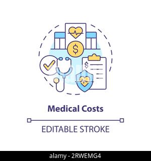 2D customizable medical costs line icon concept Stock Vector
