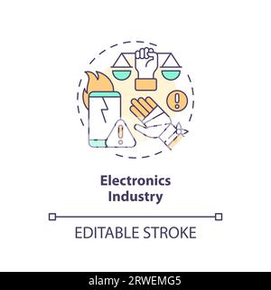 2D customizable electronics industry line icon concept Stock Vector