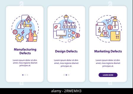 Walkthrough product liability with linear icons concept Stock Vector
