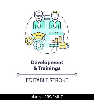 2D development and trainings line icon concept Stock Vector