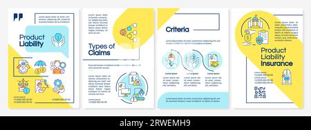 2D brochure with product liability linear icons Stock Vector