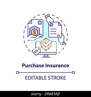2D customizable purchase insurance line icon concept Stock Vector