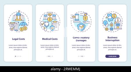 Walkthrough product liability with linear icons concept Stock Vector