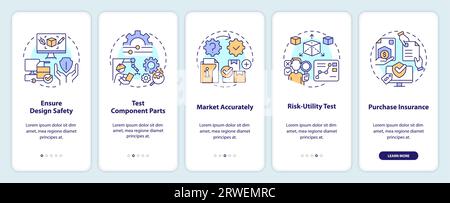 Walkthrough product liability with colorful linear icons concept Stock Vector