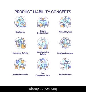 Customizable icons representing product liability concepts Stock Vector