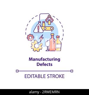 2D customizable manufacturing defects line icon concept Stock Vector