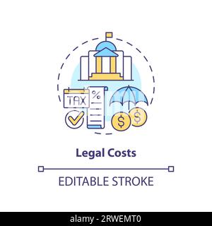 2D customizable legal costs line icon concept Stock Vector