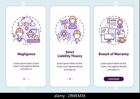 Walkthrough product liability with thin line icons concept Stock Vector