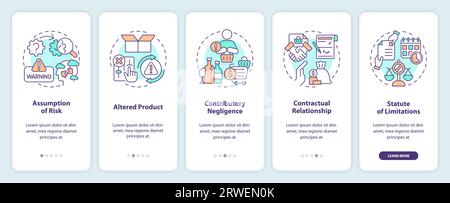 Walkthrough product liability with line icons concept Stock Vector