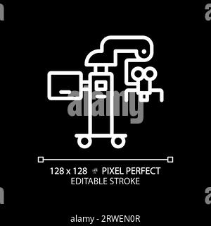 Surgical microscope pixel perfect white linear icon for dark theme Stock Vector