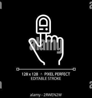 Pulse oximeter pixel perfect white linear icon for dark theme Stock Vector
