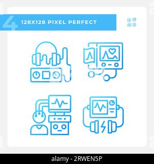 Healthcare equipment pixel perfect gradient linear vector icons set Stock Vector