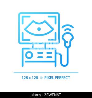 Ultrasound machine pixel perfect gradient linear vector icon Stock Vector