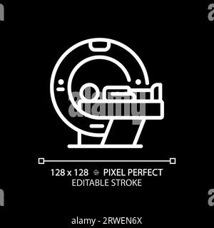 Ct scan pixel perfect white linear icon for dark theme Stock Vector