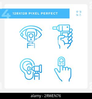 Medical devices pixel perfect gradient linear vector icons set Stock Vector